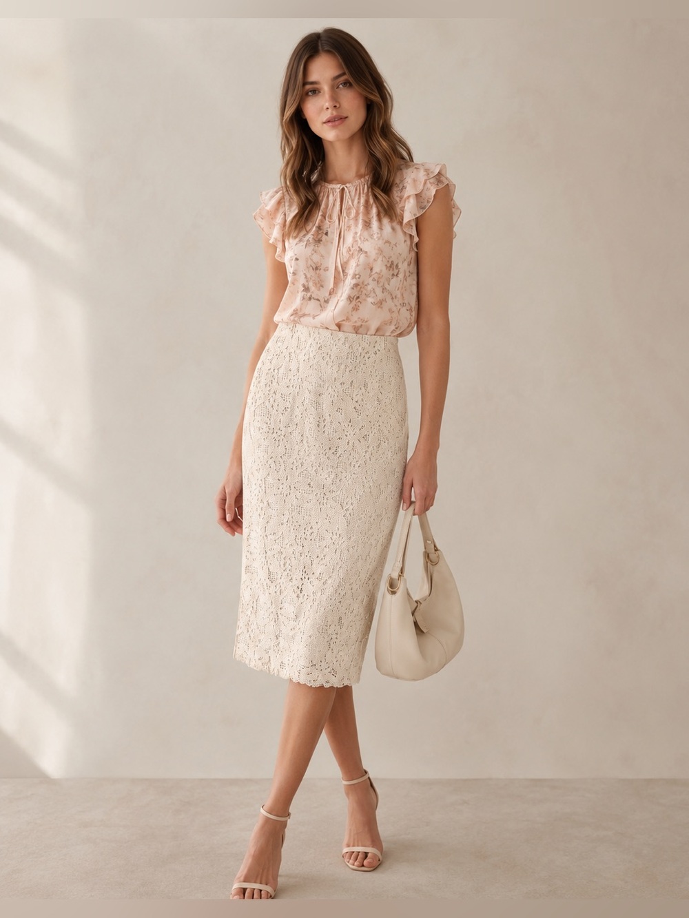 Rebecca Taylor Cream Die Cut Pencil Skirt size 8 new without tags